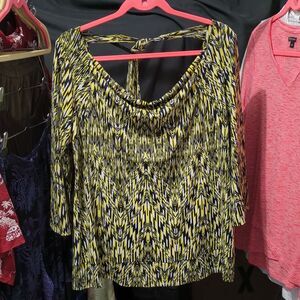 AGB yellow and black abstract print top XL (InvW018)